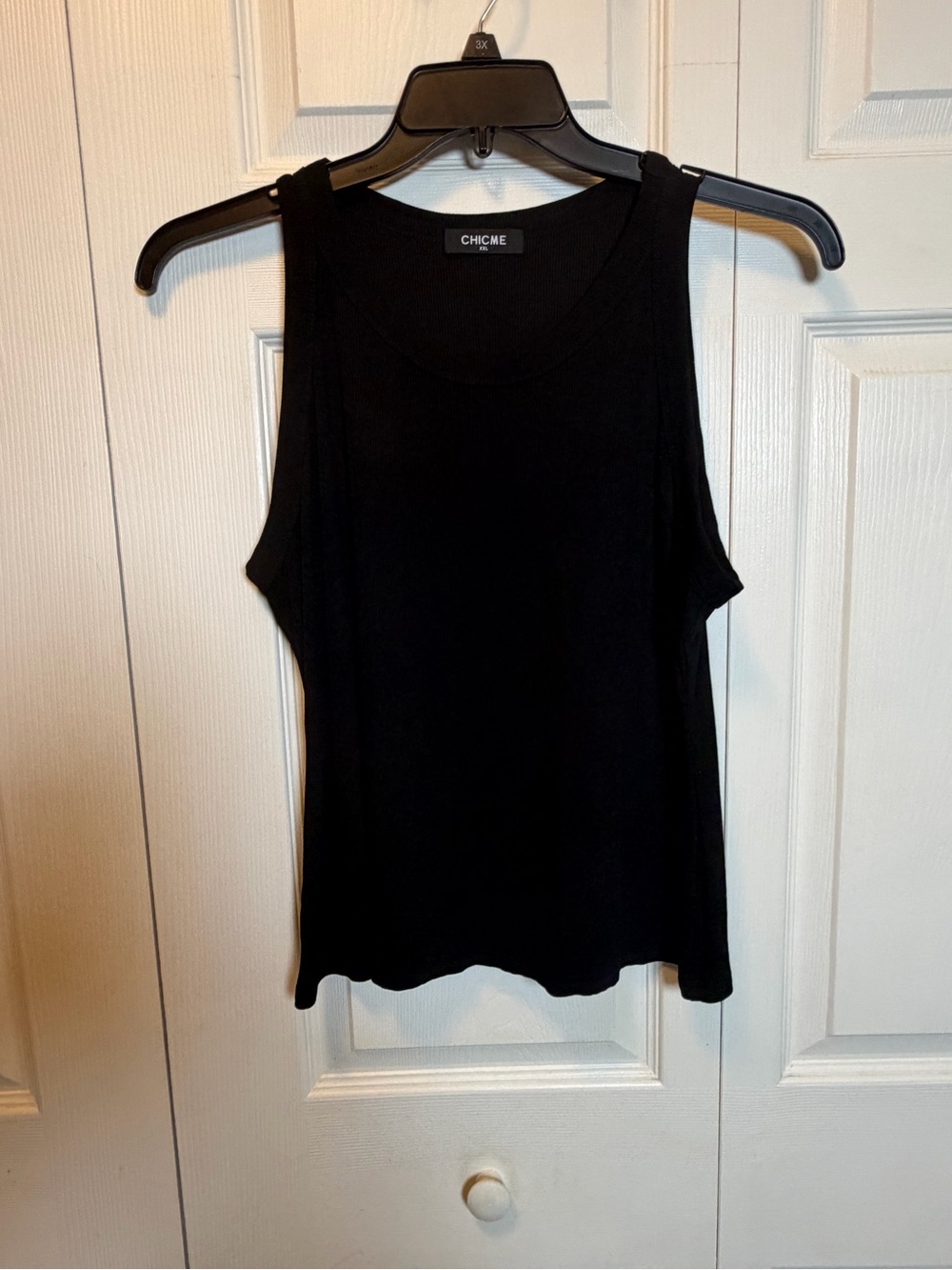 CHICME Black Ribbed Tank Top XXL Sleeveless Stretch Knit NWOT